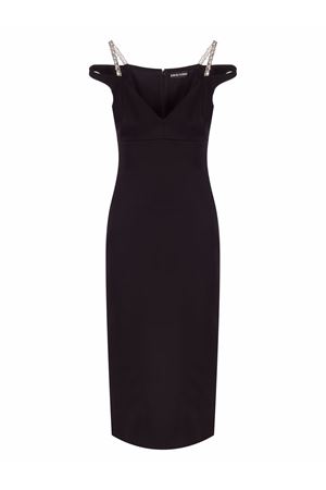 Crystal Strap Detail Midi Dress DAVID KOMA | PF25DK52DBLACKSILVER